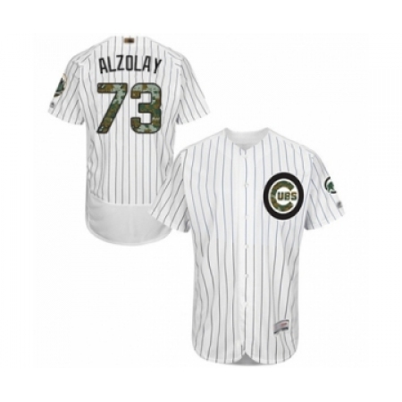 Men's Chicago Cubs #73 Adbert Alzolay Authentic White 2016 Memorial Day Fashion Flex Base Baseball Player Jersey