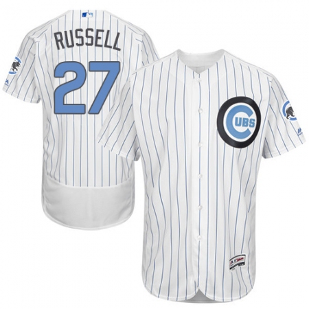 Men's Majestic Chicago Cubs #27 Addison Russell Authentic White 2016 Father's Day Fashion Flex Base MLB Jersey