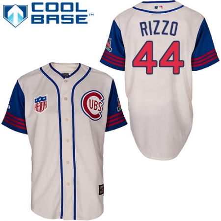 Men's Majestic Chicago Cubs #44 Anthony Rizzo Authentic Cream/Blue 1942 Turn Back The Clock MLB Jersey