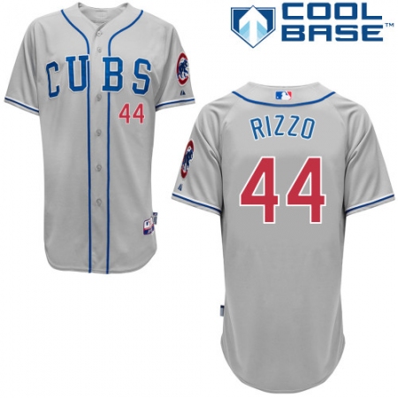 Men's Majestic Chicago Cubs #44 Anthony Rizzo Authentic Grey Alternate Road Cool Base MLB Jersey