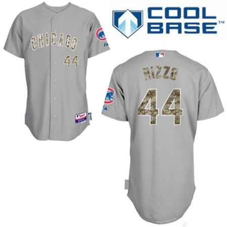 Men's Majestic Chicago Cubs #44 Anthony Rizzo Authentic Grey USMC Cool Base MLB Jersey