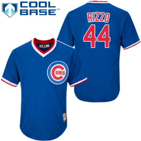 Men's Majestic Chicago Cubs #44 Anthony Rizzo Authentic Royal Blue Cooperstown MLB Jersey