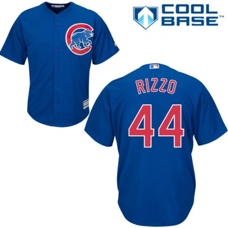 Men's Majestic Chicago Cubs #44 Anthony Rizzo Replica Royal Blue Alternate Cool Base MLB Jersey
