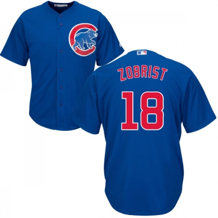 Youth Majestic Chicago Cubs #18 Ben Zobrist Authentic Royal Blue Alternate Cool Base MLB Jersey