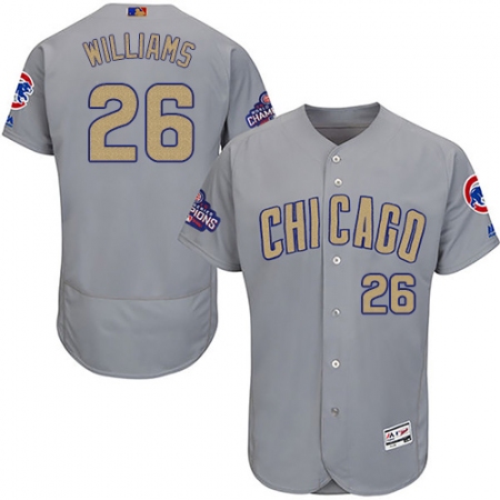 Men's Majestic Chicago Cubs #26 Billy Williams Authentic Gray 2017 Gold Champion Flex Base MLB Jersey