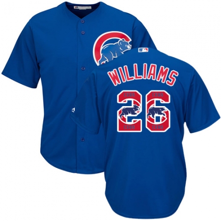 Men's Majestic Chicago Cubs #26 Billy Williams Authentic Royal Blue Team Logo Fashion Cool Base MLB Jersey