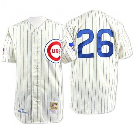 Men's Mitchell and Ness Chicago Cubs #26 Billy Williams Authentic White Throwback MLB Jersey