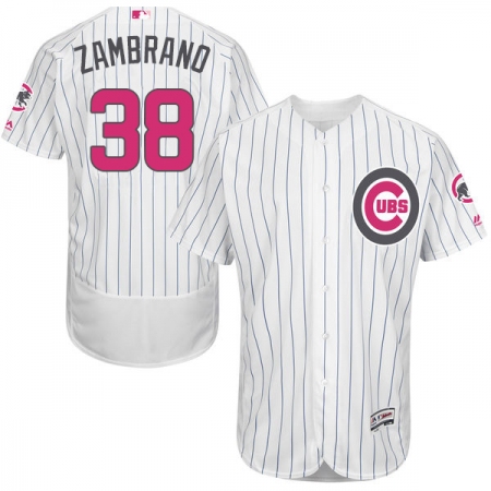 Men's Majestic Chicago Cubs #38 Carlos Zambrano Authentic White 2016 Mother's Day Fashion Flex Base MLB Jersey