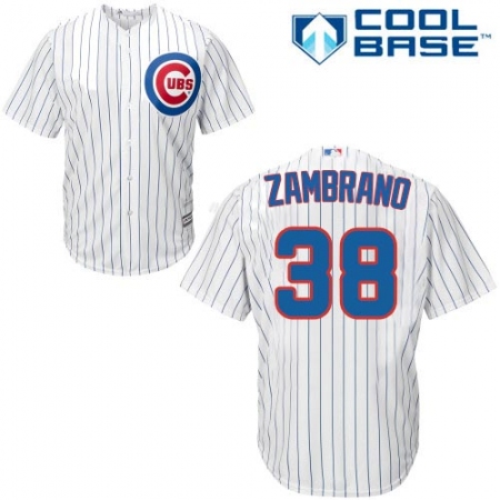 Men's Majestic Chicago Cubs #38 Carlos Zambrano Replica White Home Cool Base MLB Jersey