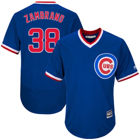 Men's Majestic Chicago Cubs #38 Carlos Zambrano Royal Blue Flexbase Authentic Collection Cooperstown MLB Jersey