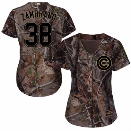 Women's Majestic Chicago Cubs #38 Carlos Zambrano Authentic Camo Realtree Collection Flex Base MLB Jersey