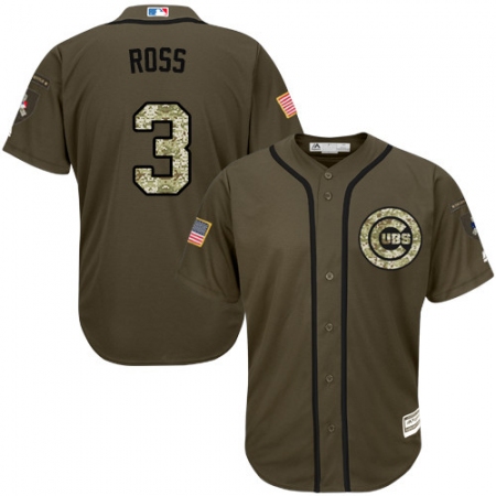 Men's Majestic Chicago Cubs #3 David Ross Replica Green Salute to Service MLB Jersey