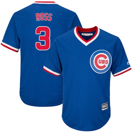 Men's Majestic Chicago Cubs #3 David Ross Replica Royal Blue Cooperstown Cool Base MLB Jersey