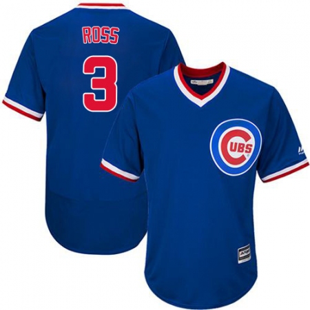 Men's Majestic Chicago Cubs #3 David Ross Royal Blue Cooperstown Flexbase Authentic Collection MLB Jersey