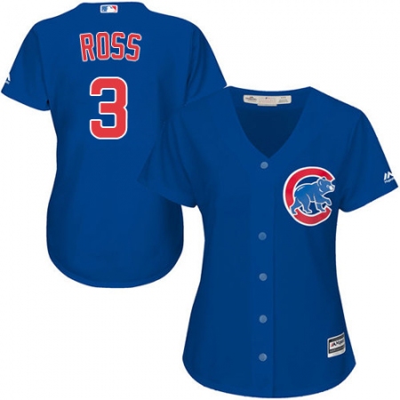 Women's Majestic Chicago Cubs #3 David Ross Replica Royal Blue Alternate MLB Jersey