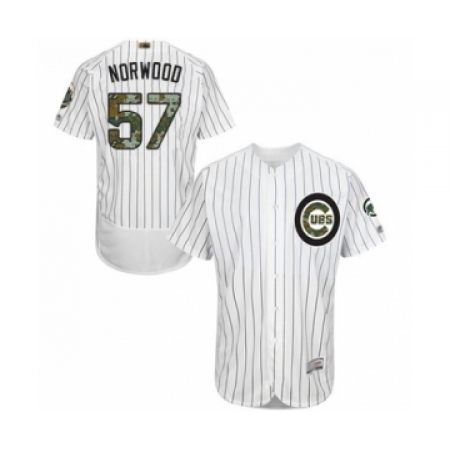 Men's Chicago Cubs #57 James Norwood Authentic White 2016 Memorial Day Fashion Flex Base Baseball Player Jersey