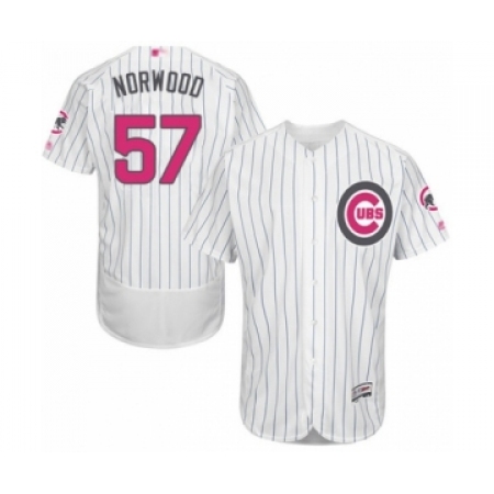 Men's Chicago Cubs #57 James Norwood Authentic White 2016 Mother's Day Fashion Flex Base Baseball Player Jersey