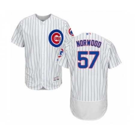 Men's Chicago Cubs #57 James Norwood White Home Flex Base Authentic Collection Baseball Player Jersey