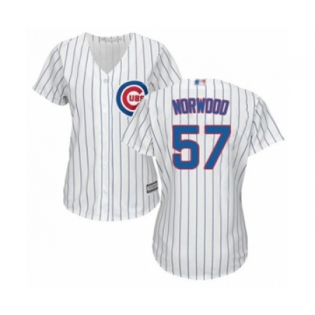 Women's Chicago Cubs #57 James Norwood Authentic White Home Cool Base Baseball Player Jersey
