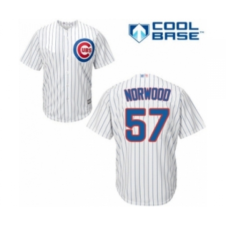 Youth Chicago Cubs #57 James Norwood Authentic White Home Cool Base Baseball Player Jersey