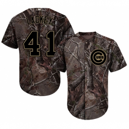 Men's Majestic Chicago Cubs #41 John Lackey Authentic Camo Realtree Collection Flex Base MLB Jersey