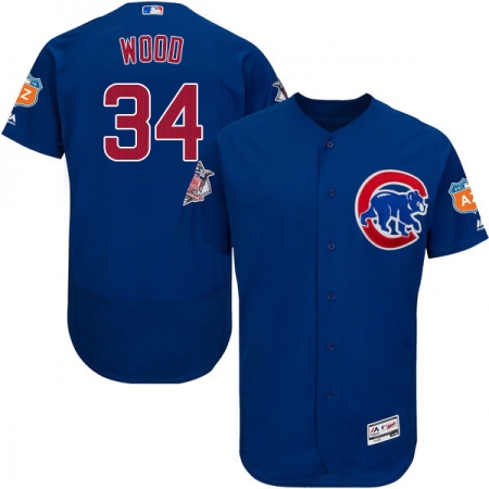 Men's Majestic Chicago Cubs #34 Kerry Wood Royal Blue Alternate Flex Base Authentic Collection MLB Jersey