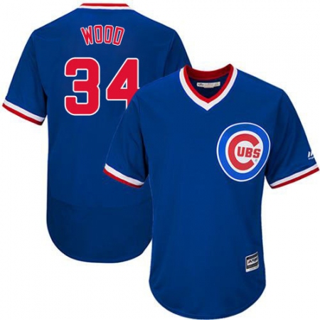 Men's Majestic Chicago Cubs #34 Kerry Wood Royal Blue Flexbase Authentic Collection Cooperstown MLB Jersey