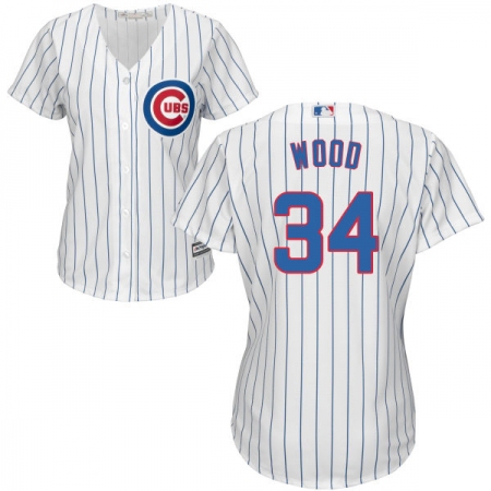 Women's Majestic Chicago Cubs #34 Kerry Wood Authentic White Home Cool Base MLB Jersey