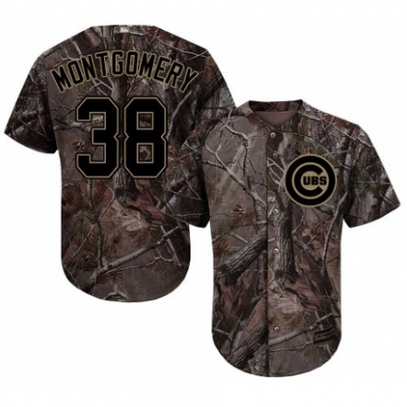 Men's Majestic Chicago Cubs #38 Mike Montgomery Authentic Camo Realtree Collection Flex Base MLB Jersey