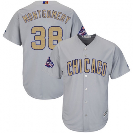 Women's Majestic Chicago Cubs #38 Mike Montgomery Authentic Gray 2017 Gold Champion MLB Jersey