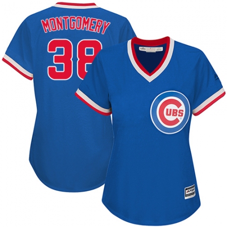Women's Majestic Chicago Cubs #38 Mike Montgomery Replica Royal Blue Cooperstown MLB Jersey