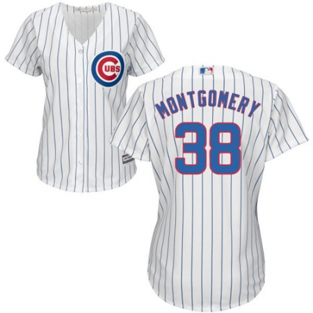 Women's Majestic Chicago Cubs #38 Mike Montgomery Replica White Home Cool Base MLB Jersey