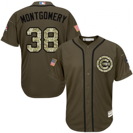 Youth Majestic Chicago Cubs #38 Mike Montgomery Authentic Green Salute to Service MLB Jersey