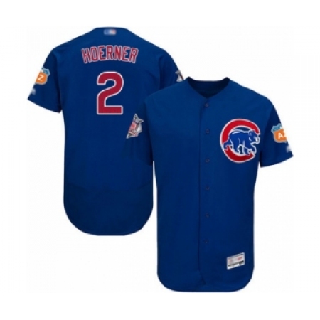 Men's Chicago Cubs #2 Nico Hoerner Royal Blue Alternate Flex Base Authentic Collection Baseball Player Jersey
