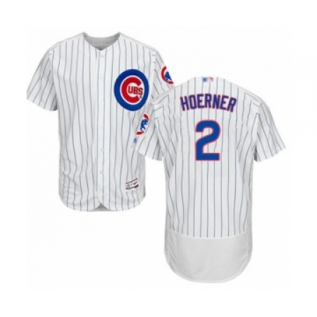 Men's Chicago Cubs #2 Nico Hoerner White Home Flex Base Authentic Collection Baseball Player Jersey