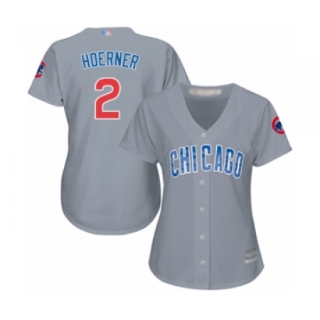 Women's Chicago Cubs #2 Nico Hoerner Authentic Grey Road Cool Base Baseball Player Jersey
