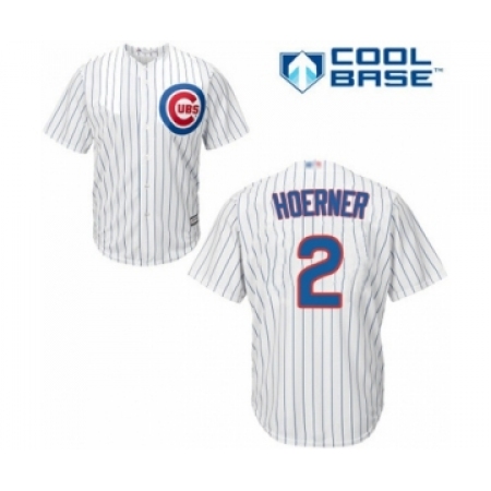 Youth Chicago Cubs #2 Nico Hoerner Authentic White Home Cool Base Baseball Player Jersey