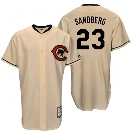 Men's Majestic Chicago Cubs #23 Ryne Sandberg Authentic Cream Cooperstown Throwback MLB Jersey