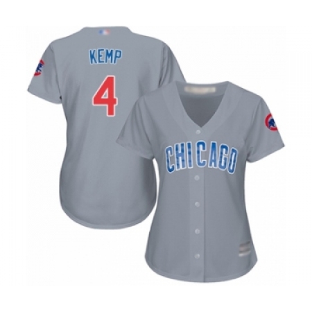 Women's Chicago Cubs #4 Tony Kemp Authentic Grey Road Cool Base Baseball Player Jersey