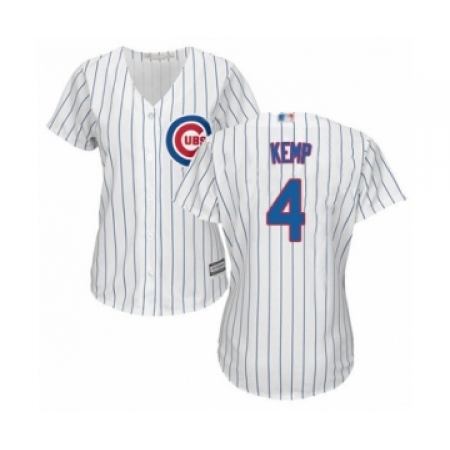Women's Chicago Cubs #4 Tony Kemp Authentic White Home Cool Base Baseball Player Jersey