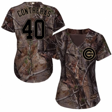 Women's Majestic Chicago Cubs #40 Willson Contreras Authentic Camo Realtree Collection Flex Base MLB Jersey
